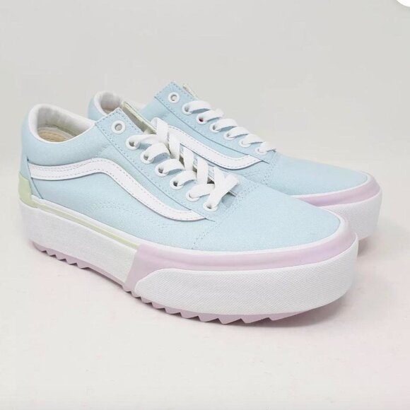 Vans Old Skool Stacked Pastel Multicolor & True White Platform Lace Up Shoe - Picture 1 of 6